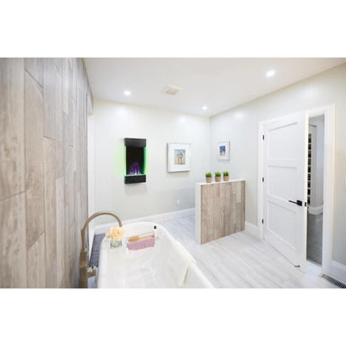 Allure Electric Fireplace in a white elegant bathroom