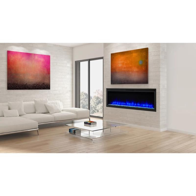 Allusion Platinum Recessed Electric Fireplace by SimpliFire placed in a white themed room