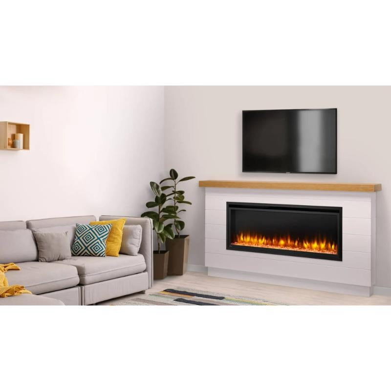 Allusion Platinum Recessed Electric Fireplace by SimpliFire looking like a regular fireplace