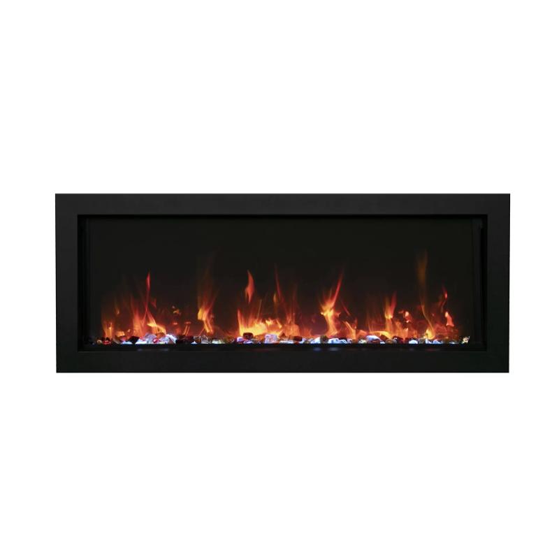 Amantii Panorama BI Slim Full View Smart Electric Fireplace in Black with Trim