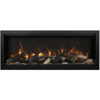Amantii Symmetry Bespoke Xtra Tall Electric Fireplace in Black with Trim without any Background