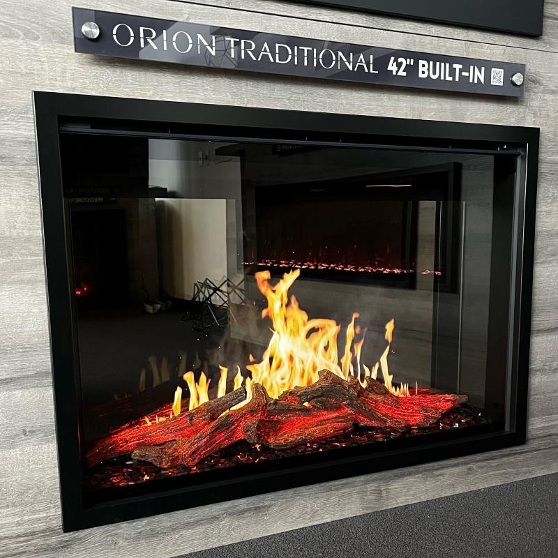 A realistic view of flames on the Modern Flames Orion Traditional 30