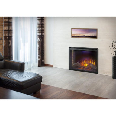 Ascent Electric Fireplace installed built-in in a wall