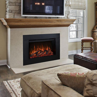 Black Modern Flames Surround for Redstone Electric Fireplaces installed