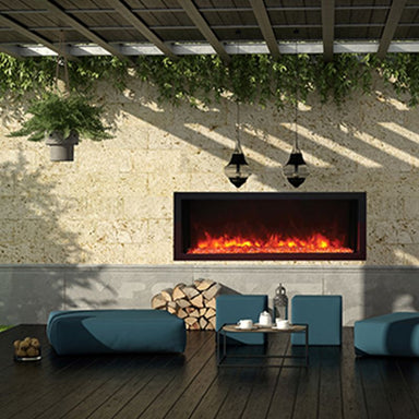 Extra Slim Electric Fireplace in outdoor covered porch