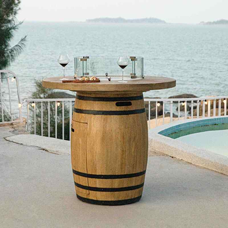 Lafite Barrel Bar table installed outdoor near the sea