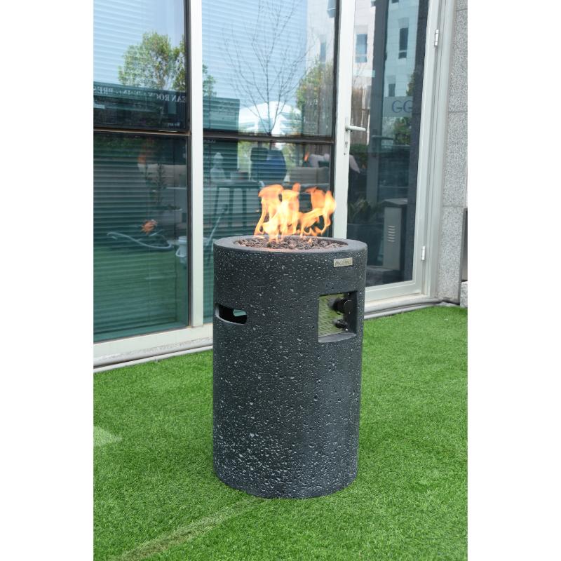 Modeno Lava Tube in Black installed outdoors to provide heat