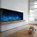 Modern Flames Landscape Pro Multi 68 blue flames and blue ember with dog lying