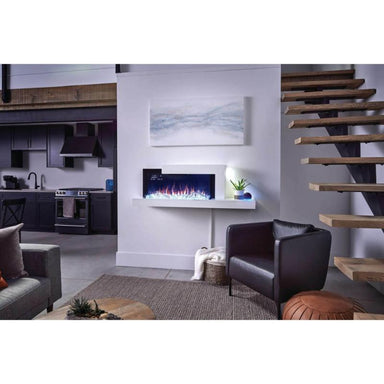 Napoleon Stylus Cara Elite Electric Fireplace in white placed in the elegant part of the house