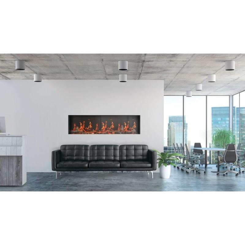 Napoloan Luminex 65 LCD Electric Linear Built-in Fireplace providing heat on the open area