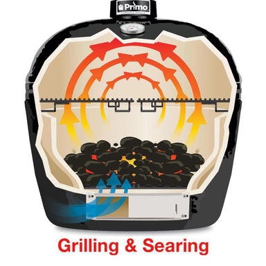 Primo Oval XL Grill Grilling and Searing GRAPHIC