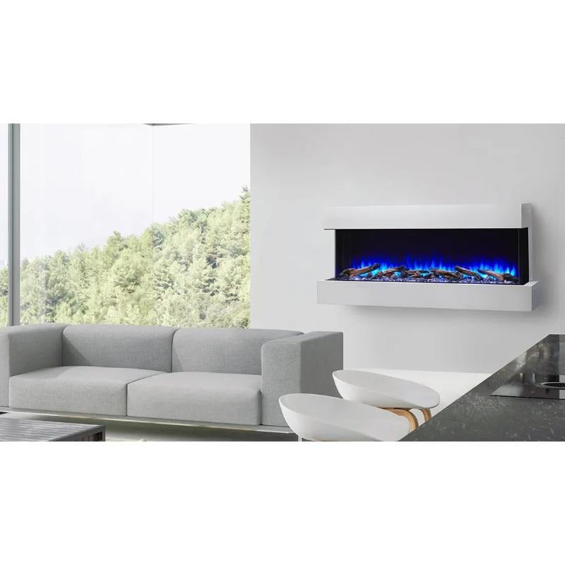 Scion Trinity Built-In Electric Fireplace in an all white themed living room