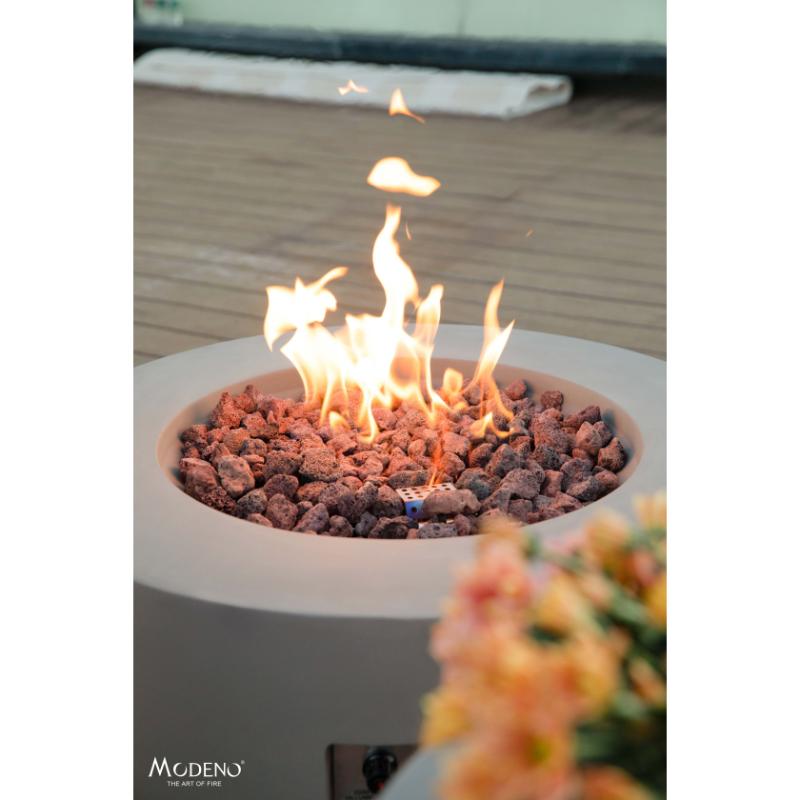 Showcasing the beautiful flames on the Modeno Waterford Round Concrete Fire Pit