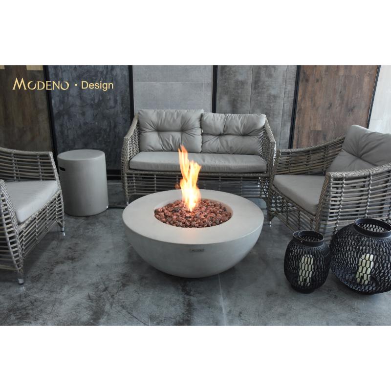 Showcasing the powerful flames on the Roca Round Fire Pit by Modeno