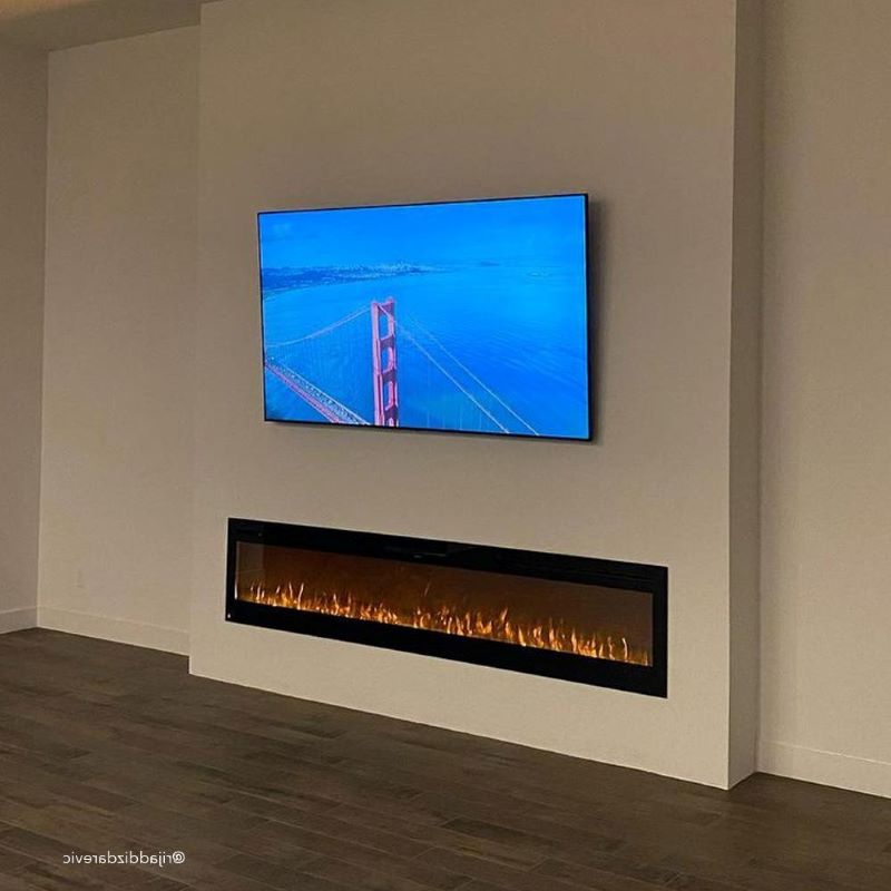 Sideline Electric Fireplace recessed below tv