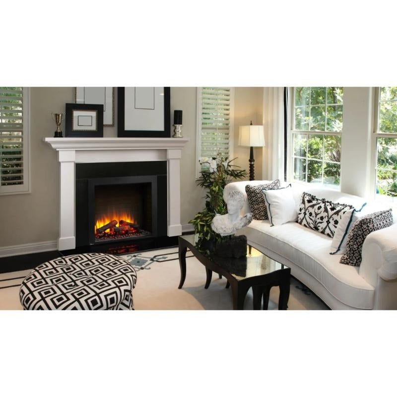 SimpliFire Built-In Electric Fireplace placed in a cozy traditional living room