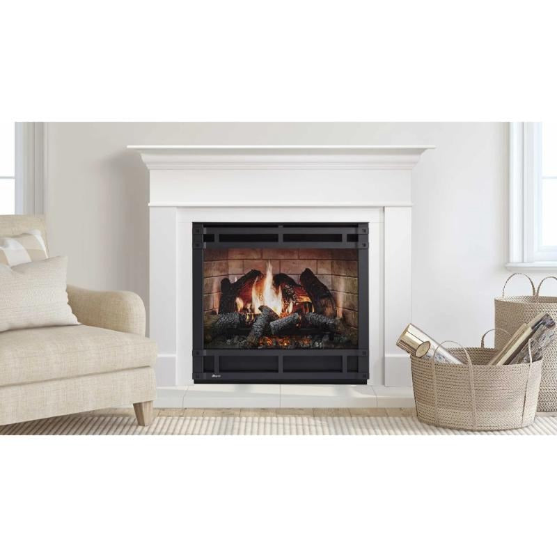 SimpliFire Inception Built-In Electric Fireplace with Chateau Front placed in a white elegant room