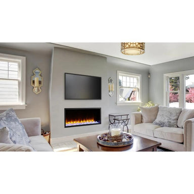 SimpliFire Scion Built-In Electric Fireplace on cozy living room