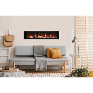 The Amantii Symmetry Smart Xtra Slim Electric Fireplace in Black Placed at The Living Area