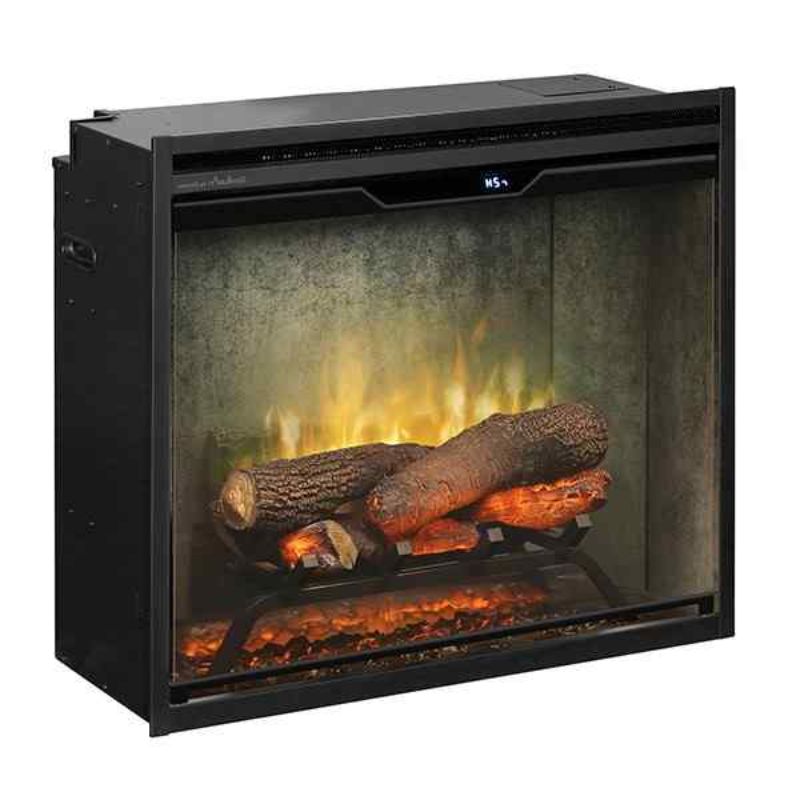The Dimplex Revillusion Built-in Electric Firebox in black with logs without BACKGROUND