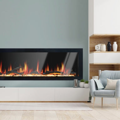 Litedeer Homes Latitude II Smart Electric Fireplace is placed in the living area to provide heat