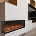 The Modern Flames Landscape Pro Multi 56 is placed on a protuding wall as a centerpiece