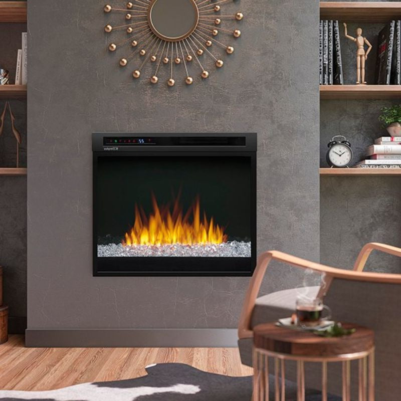 The Multi-Fire XHD Electric Firebox in black is nicely placed in the living area as a centerpiece