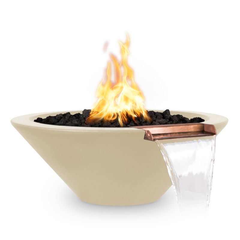 The Outdoor Plus Cazo Round Concrete Fire & Water Bowl Vanilla