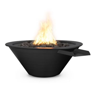 The Outdoor Plus Cazo Round Powder-Coated Metal Fire & Water Bowl Black