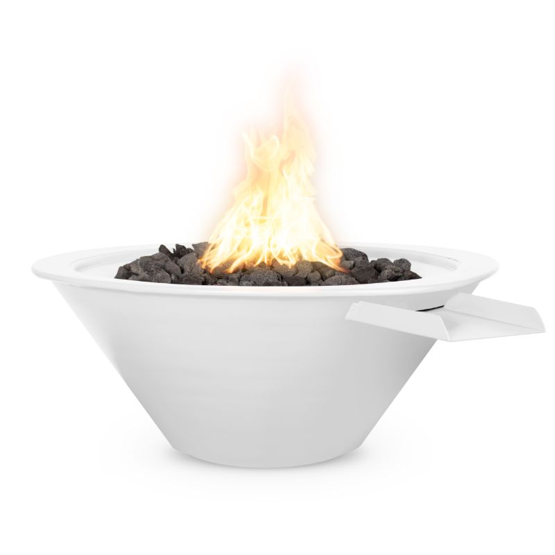 The Outdoor Plus Cazo Round Powder-Coated Metal Fire & Water Bowl White