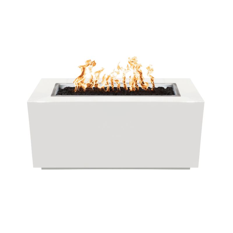 The Outdoor Plus Pismo Rectangular Powder Coated Metal Gas Fire Pit White