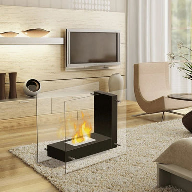 The Bio Flame Allure Free-Standing Ethanol Fireplace Showing its Flames