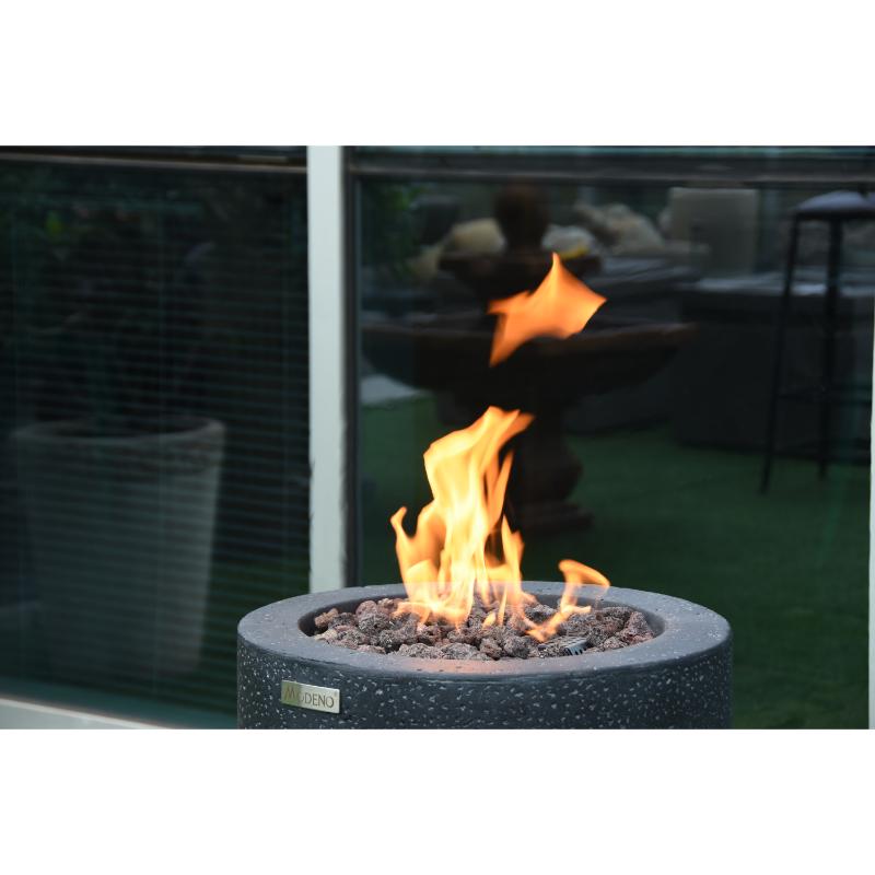 The Beauitufl flames on the Lava Tube Concrete Fire Pit Column by Modeno