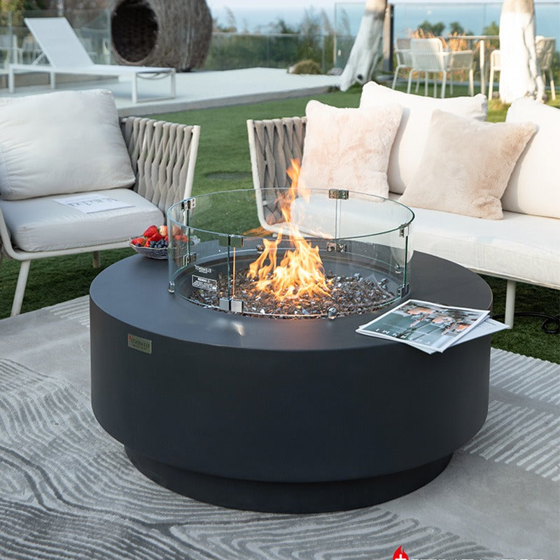 The outdoor patio looks great with the Dark Gray Colosseo Fire Table