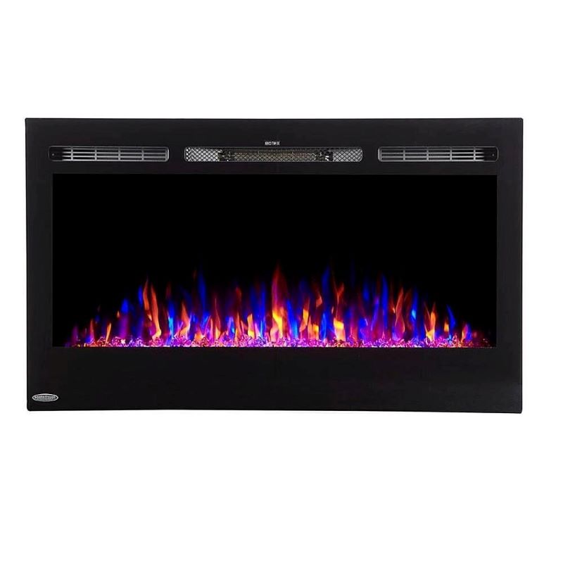 36-Inch Touchstone Sideline Built-In/Recessed Electric Fireplace with blue violet and orange flames